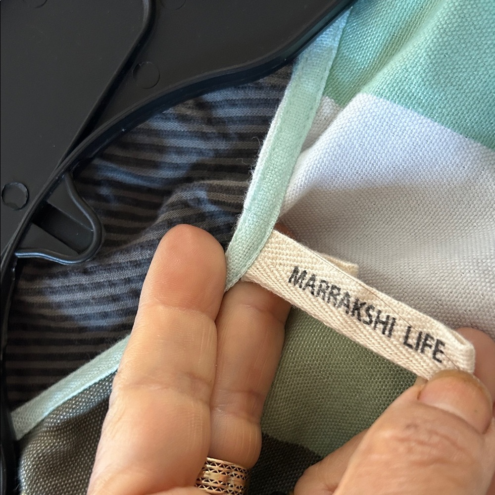 Marrakshi Life Striped Green and Beige Kaftan XS - Picture 2 of 5
